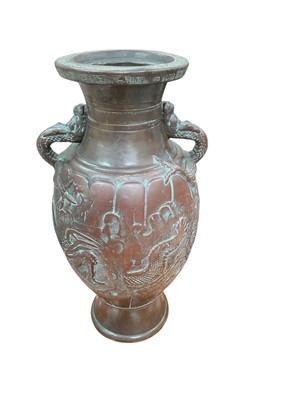 Lot 430 - Oriental vase with copper covered body, 37cm in overall height.
