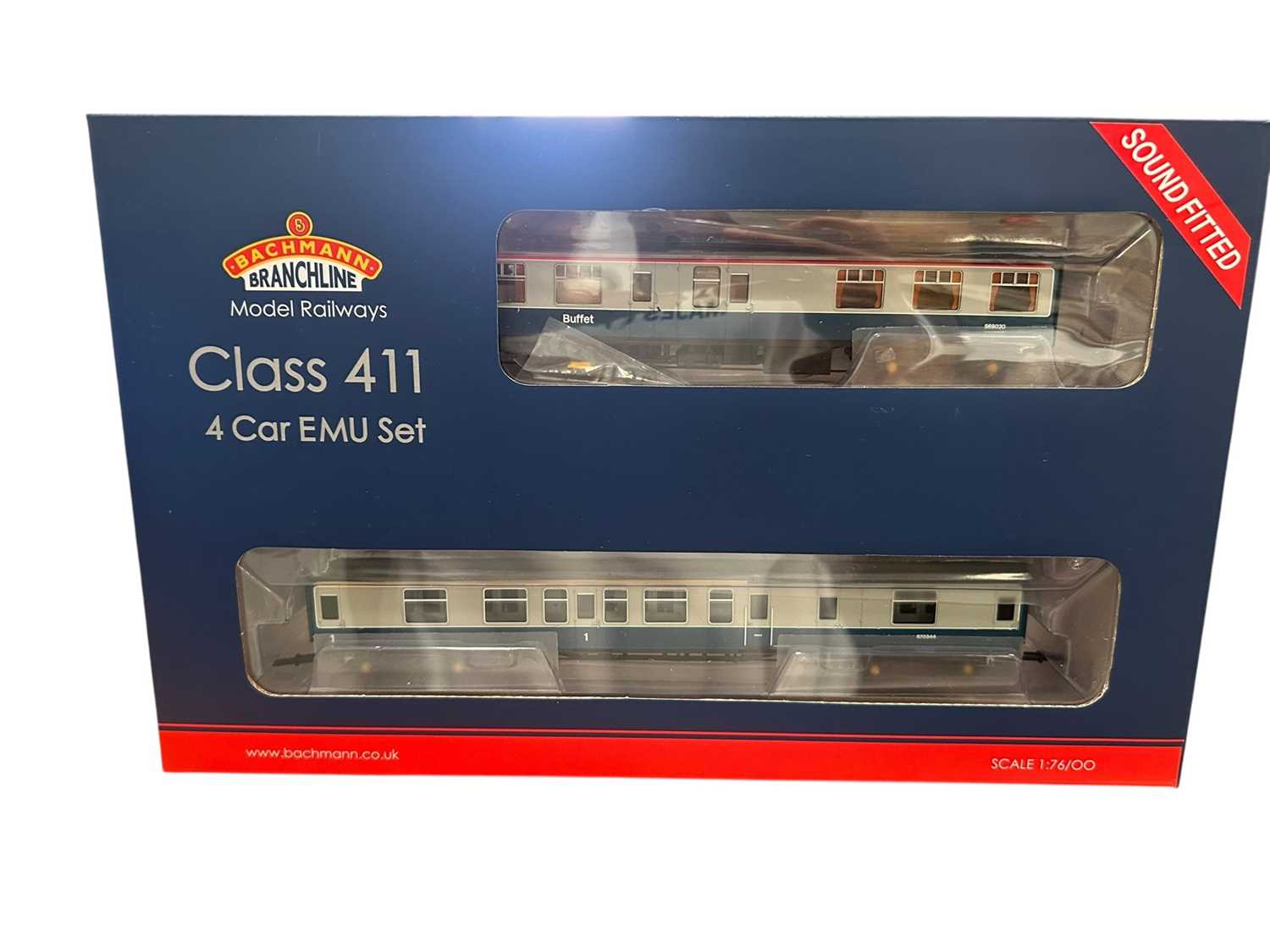 Lot 1829 - Bachmann OO Gauge Class 411 Four Car EMU Set BR Blue & Grey, boxed 31-424SF (1)
