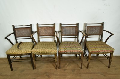 Lot 1284 - Set of four Regency painted elbow chairs