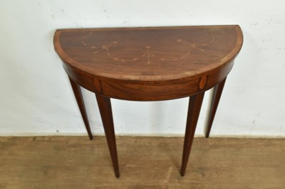 Lot 1289 - George III mahogany and inlaid demi-lune pier table