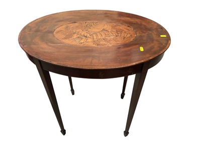 Lot 1341 - Regency style patera inlaid oval side table and another. (2)