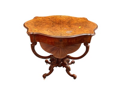 Lot 1347 - Victorian burr walnut work table