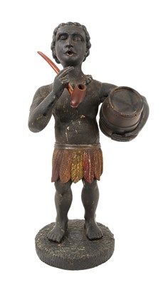 Lot 660 - Very rare early 18th century tobacconist figure, carrying a barrel