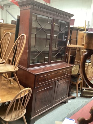 Lot 1288 - Nineteenth century mahogany two height secretaire bookcase, 128cm wide, 58cm deep, 222cm high