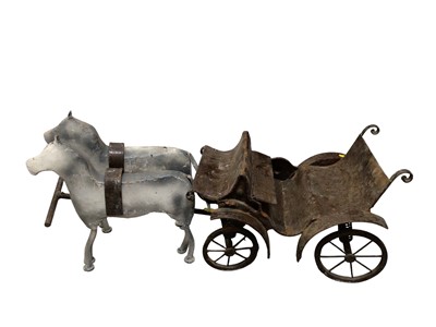 Lot 770 - 20th century pressed steel horse and cart