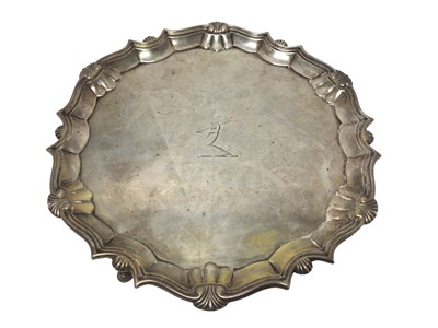 Lot 169 - Large Georgian silver salver with crest