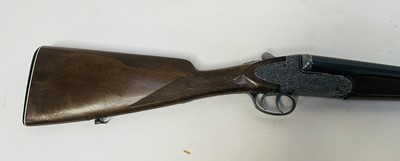 Lot 916 - Edison Giocattoli, Italian cap gun, double barrelled in metal and composite parts, 83.5cm long overall, in Napier canvas slip (2)