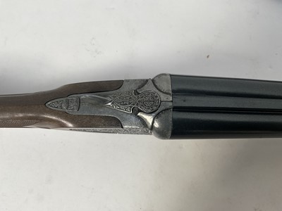 Lot 916 - Edison Giocattoli, Italian cap gun, double barrelled in metal and composite parts, 83.5cm long overall, in Napier canvas slip (2)