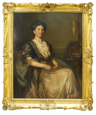 Lot 1015 - Robert Hope (1869-1936) oil on canvas - Portrait of a Lady, signed and dated 1908, in gilt frame