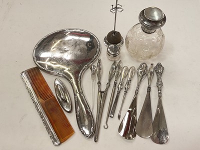 Lot 1123 - Group of silver mounted dressing table and manicure items