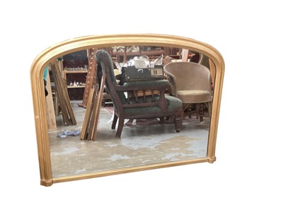 Lot 1304 - Victorian style gilt framed overmantel mirror, 110cm wide, 82.5cm high together with a loom chair