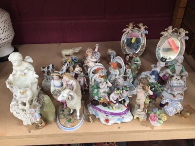 Lot 794 - Group of porcelain figures including Dresden, Royal Crown Derby paper weight etc