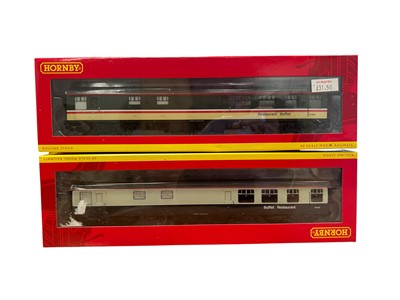 Lot 1874 - Hornby OO Gauge Catering Coaches including DRS Mk1 (x2), BR Mk1 & BR Intercity Mk1, boxed (4)