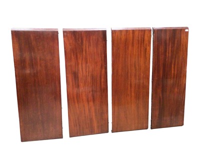 Lot 1337 - Very large mahogany extending dining table, the rounded rectangular top on massive fluted legs and castors, to include four additional leaves, 136cm wide with 158cm long, extending to approximat...