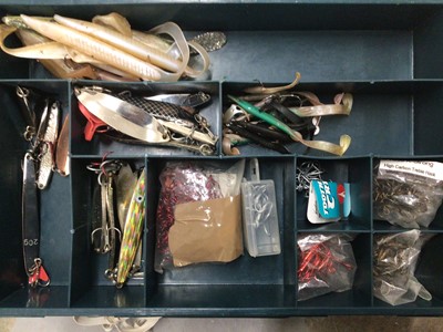 Lot 887 - Collection of fishing reels, fishing floats, rods, tripods, and paraphernalia