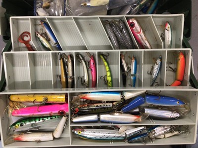 Lot 887 - Collection of fishing reels, fishing floats, rods, tripods, and paraphernalia