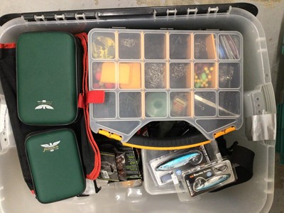 Lot 887 - Collection of fishing reels, fishing floats, rods, tripods, and paraphernalia
