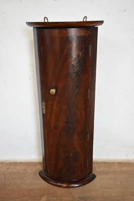 Lot 1352 - Small size 18th century walnut crossbanded bowfront corner cupboard, 32cm wide x 24cm deep x 80cm high
