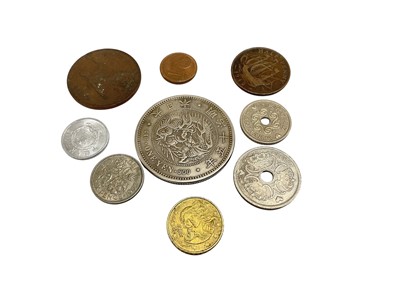 Lot 462 - Japan - Silver Yen year 15 (1882) GF-VF and eight base metal coins (9 coins)