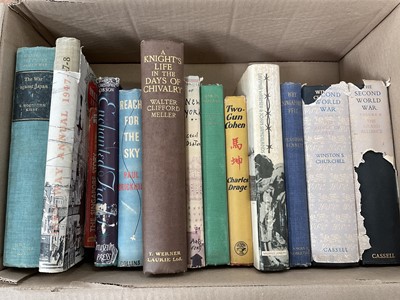 Lot 1645 - Group of books relating to a wartime journalist in the Far East, including a signed copy of Two Gun Cohen, with message for the vendor's father, a signed copy The War in Malaya by Lt. Gen. Perci...
