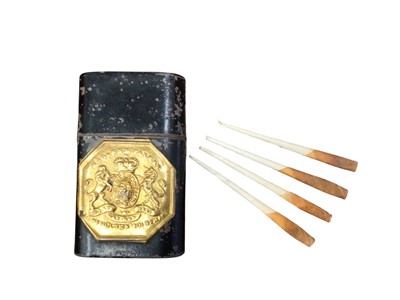 Lot 2411 - Early 19th century promethean matches in their original toleware box signed Jones's & Patent