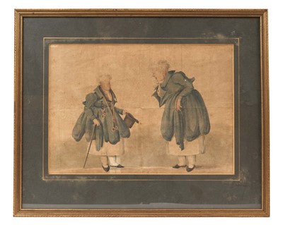 Lot 695 - Denzil O. Ibbetson (British, 1775-1857), study of the "Ladies of Llangollen", Eleanor Butler (1739–1829) and Sarah Ponsonby (1755–1831), two upper-class Irish women w...