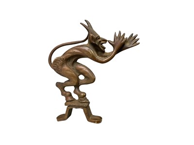 Lot Vintage bronzed metal car mascot in the form of a devil, 9cm in overall height.