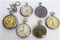 Lot 3339 - Six Second World War military pocket Watcheses...