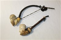 Lot 4105 - Two late 19th century meerschaum pipes, both...