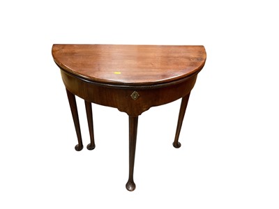 Lot 1340 - Georgian mahogany tea table with foldover top, 77cm wide, 73cm high