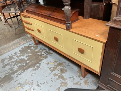 Lot 1343 - Mid century painted teak sideboard, 182cm wide, 42cm deep, 72cm high