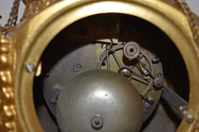 Lot 639 - 19th century French ormolu three piece clock set with inset enamelled panels depicting military figures