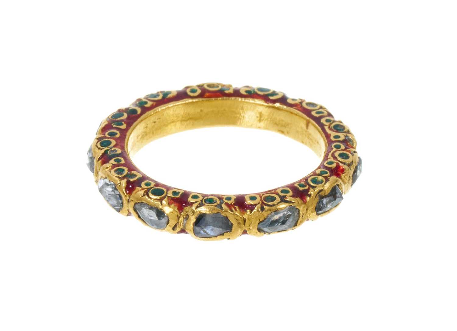 Lot 407 - Antique Indian diamond gold and enamel