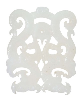 Lot 472 - Chinese carved white jade / hardstone chilong pendant