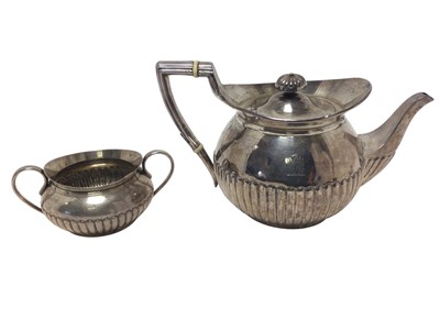 Lot 182 - Victorian silver teapot with ivory insulators, and similar sugar bowl