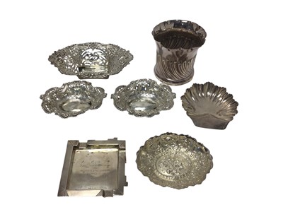 Lot 187 - Group of silver bon-bon dishes and other items
