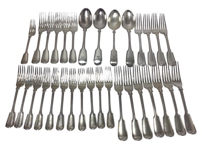 Lot 188 - Collection of silver fiddle and thread double struck cutlery