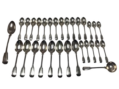 Lot 188 - Collection of silver fiddle and thread double struck cutlery