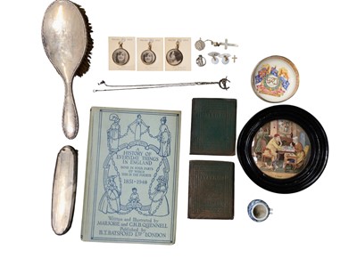 Lot 239 - Collection of miscellaneous items to include, silver brush, other silver items, Royal Doulton figures and others