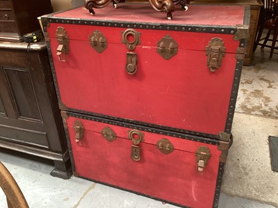 Lot 1348 - Pair of cabin trunks, 92cm wide, 51cm deep, 51cm high