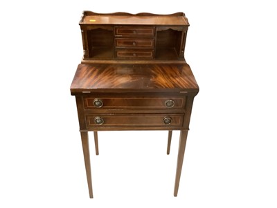 Lot 1350 - Reproduction mahogany writing table, 54cm wide, 38cm deep, 98cm high