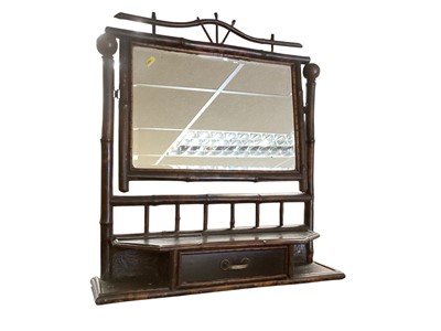 Lot 1352 - Early 20th century bamboo framed swing mirror with single drawer below, 64.5cm wide, 74cm high