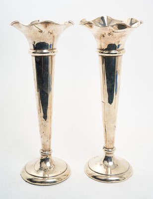 Lot 388 - Pair of silver trumpet vases