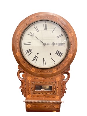 Lot 349 - Drop dial wall clock with inlaid decoration
