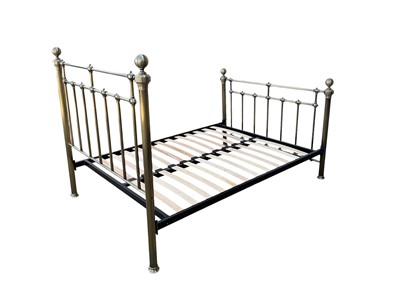 Lot 1367 - Victorian style brass double bed, 144cm x 204cm