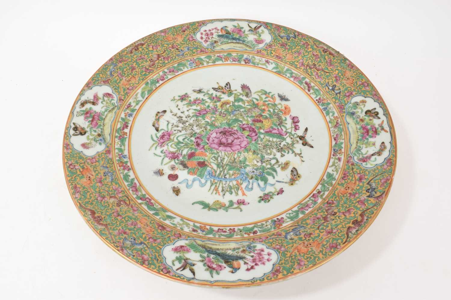 Lot 11 - Late 19th century Cantonese famille rose porcelain charger.