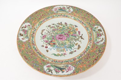 Lot 11 - Late 19th century Cantonese famille rose porcelain charger.