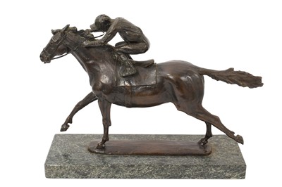 Lot 908 - *James Osborne (1940-1992) limited edition bronze - Horse and Jockey, signed, numbered 19/30, on rectangular marble base
