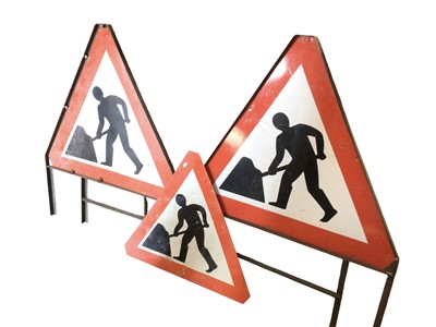 Lot 267 - Three road work signs, two with stand