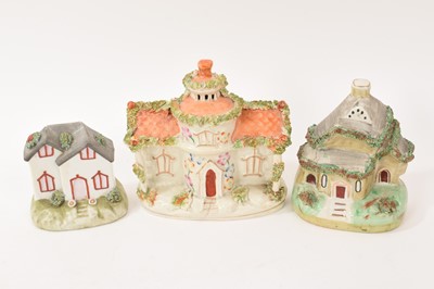 Lot 10 - Collection of mostly Victorian Staffordshire cottages, including pastille burners and money boxes (14)
